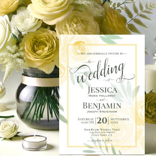 Convite de Casamento Boho com Rosas Amarelas ou Do