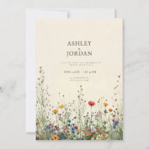 Convite de Casamento Boho Cream Wildflower