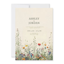 Convite de Casamento Boho Cream Wildflower