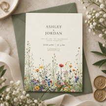 Convite de Casamento Boho Cream Wildflower