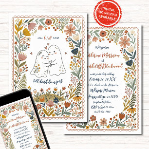 Convite de Casamento Boho Cute Ghosts