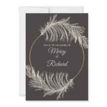 Convite de Casamento Boho de Grama Pampas Luxo Mon