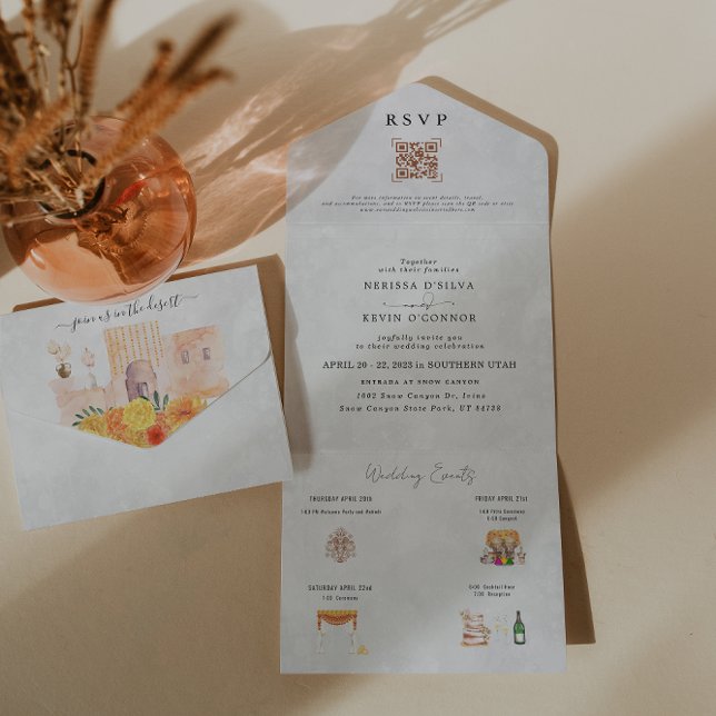 Convite de Casamento Boho Deserto Cactus | Tudo em (Criador carregado)