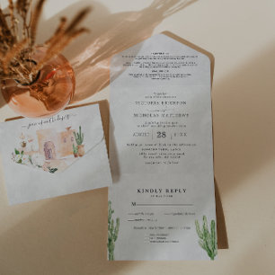 Convite de Casamento Boho Deserto Cactus Tudo em