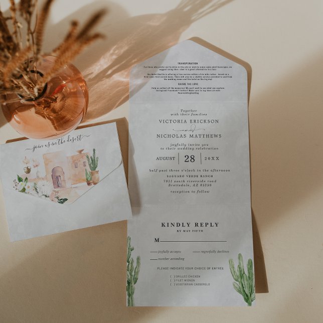 Convite de Casamento Boho Deserto Cactus | Tudo em (Criador carregado)