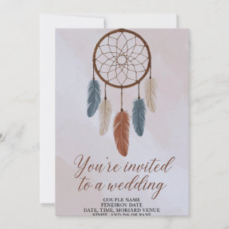 Convite de Casamento Boho Dreamcatcher | Rústico B