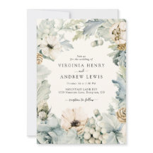 Convite de Casamento Boho Dusty Blue