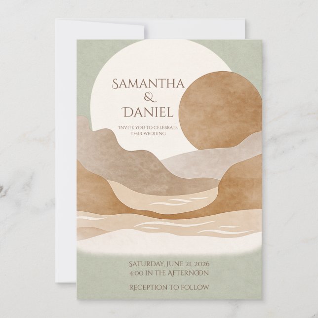 Convite de Casamento Boho Earthy Sage (Frente)