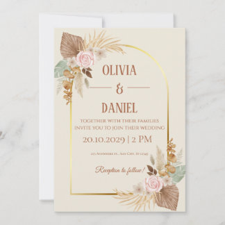 Convite de Casamento Boho Elegante - Arco Moderno 