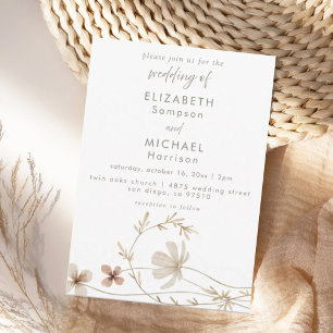Convite de Casamento Boho Elegante com Flor Silves