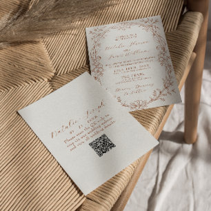 Convite de Casamento Boho em Terracota Laranja Que