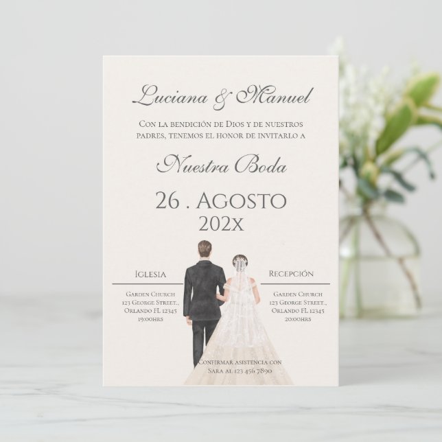Convite de Casamento Boho Espanhol (Em pé/Frente)