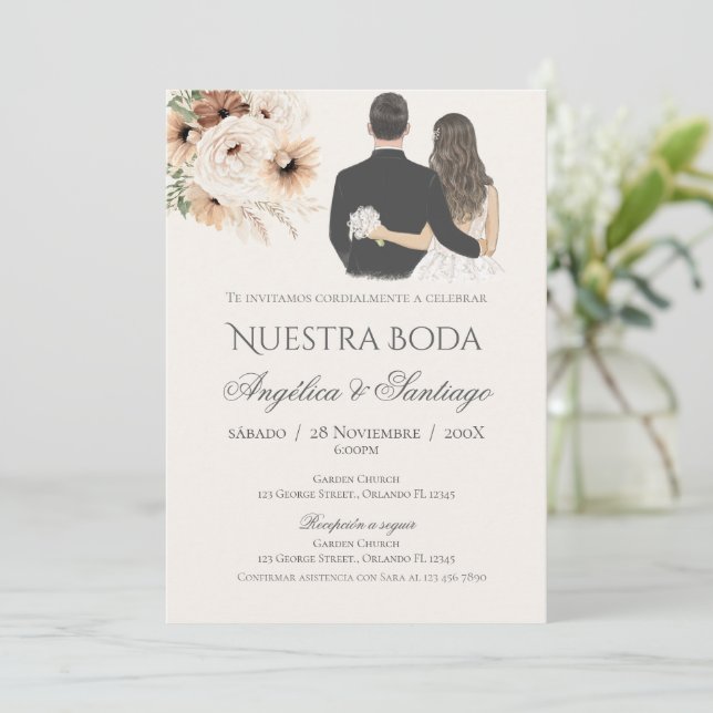 Convite de Casamento Boho Espanhol (Em pé/Frente)