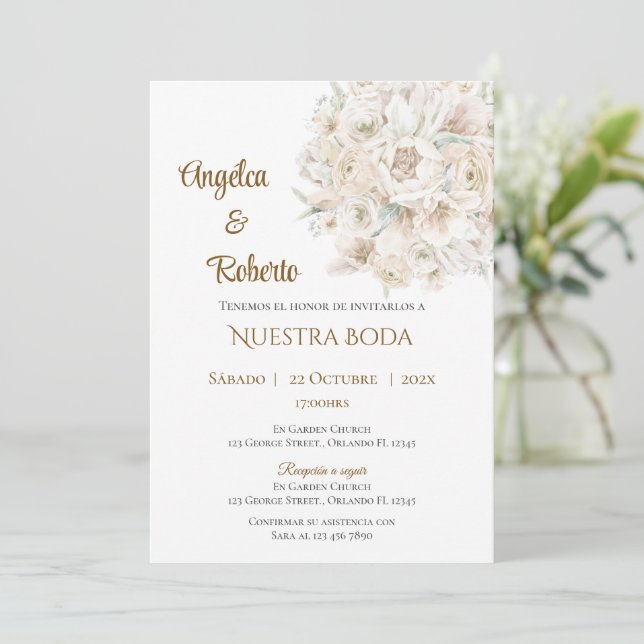 Convite de Casamento Boho Espanhol (Em pé/Frente)