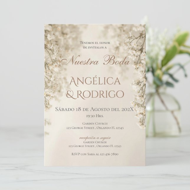 Convite de Casamento Boho Espanhol (Em pé/Frente)