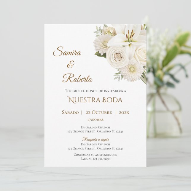 Convite de Casamento Boho Espanhol (Em pé/Frente)
