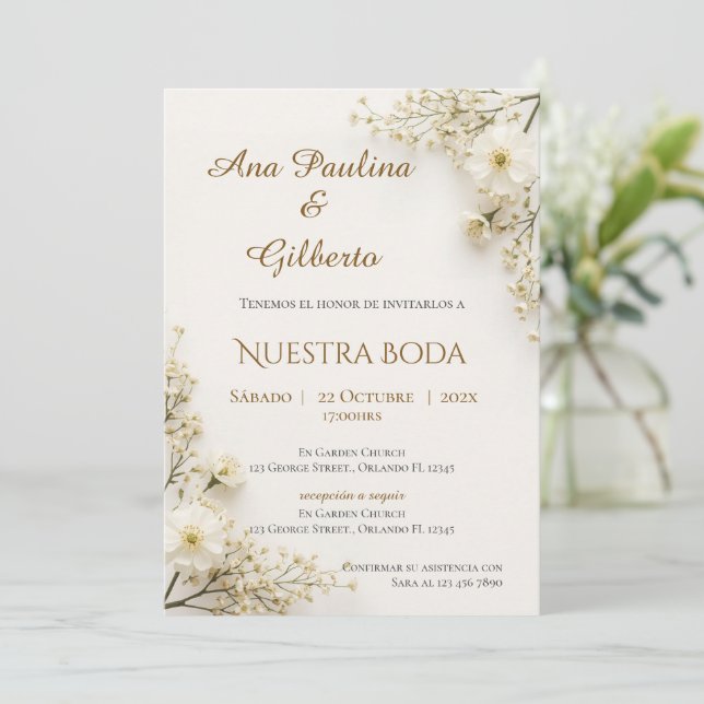Convite de Casamento Boho Espanhol (Em pé/Frente)