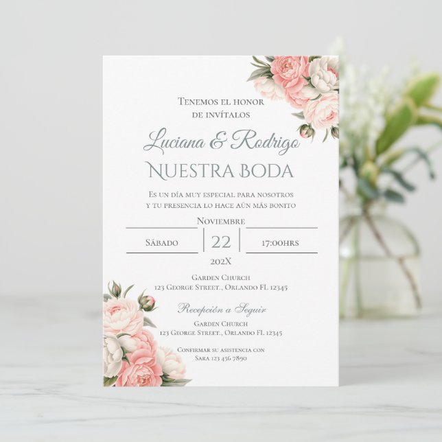 Convite de Casamento Boho Espanhol (Em pé/Frente)