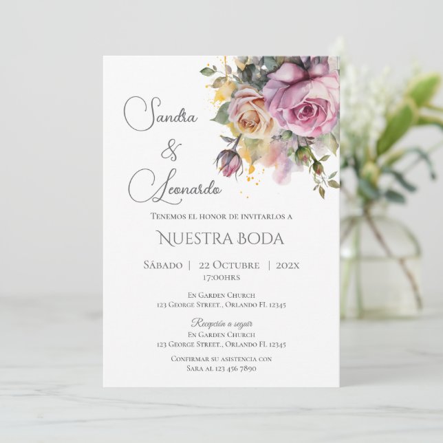 Convite de Casamento Boho Espanhol (Em pé/Frente)