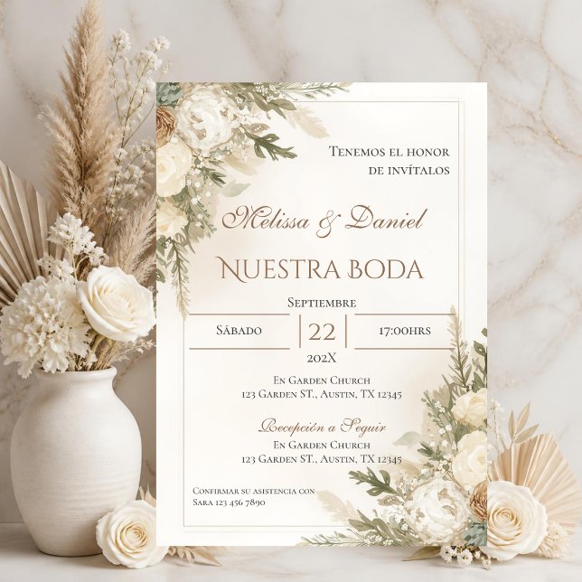 Convite de Casamento Boho Espanhol (Criador carregado)
