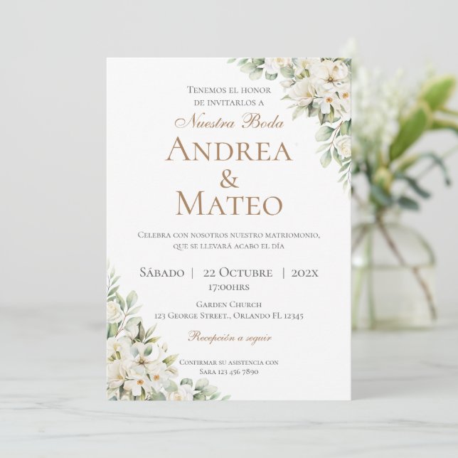 Convite de Casamento Boho Espanhol (Em pé/Frente)