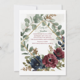 Convite de Casamento Boho Eucalipto e Flores Verme