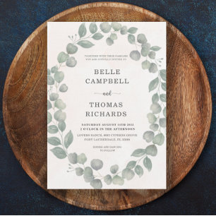 Convite de Casamento Boho Eucalipto Salvia & Laran
