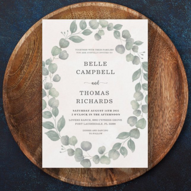 Convite de Casamento Boho Eucalipto Salvia & Laran (Criador carregado)