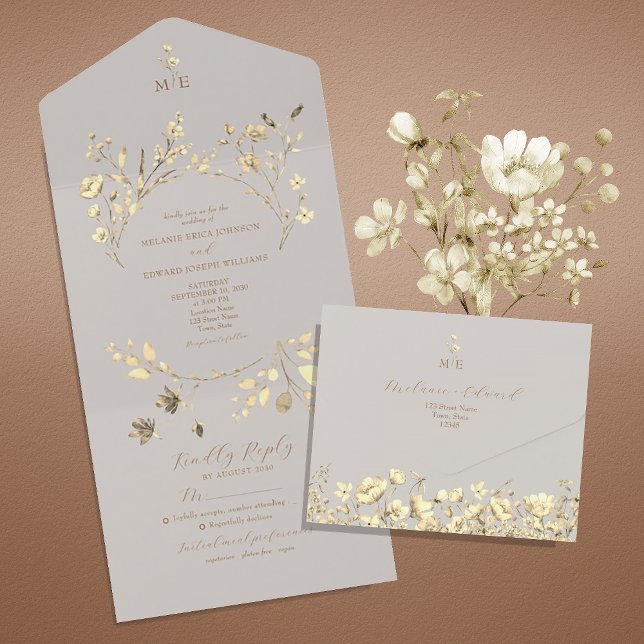 Convite de Casamento Boho Fall All-in-One (Criador carregado)