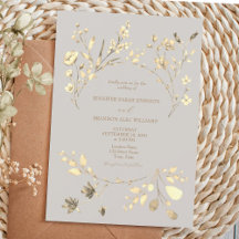 Convite de Casamento Boho Fall Gold Wildflower