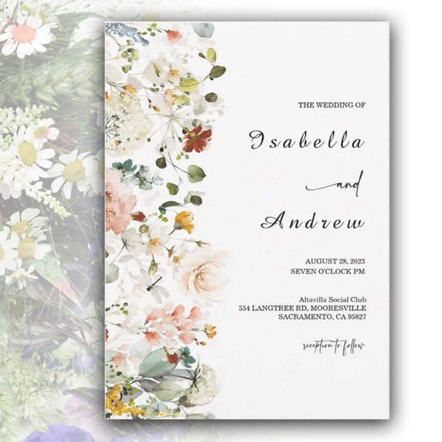 Convite de Casamento Boho Flor Silvestre (Criador carregado)