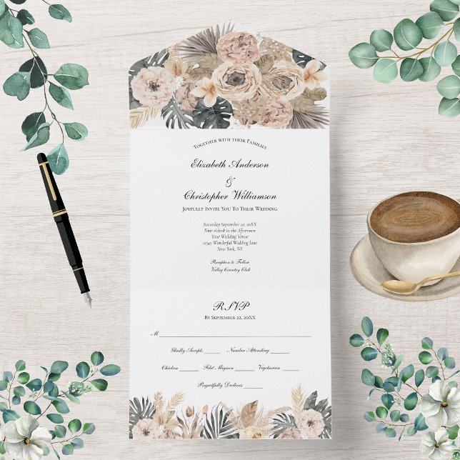 Convite de Casamento Boho Floral Botânico Tudo em  (Criador carregado)