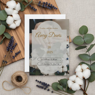 Convite de Casamento Boho Floral Branco Elegante