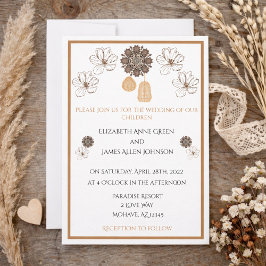 Convite de Casamento Boho Floral Country