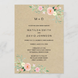 Convite de Casamento Boho Floral Rústico