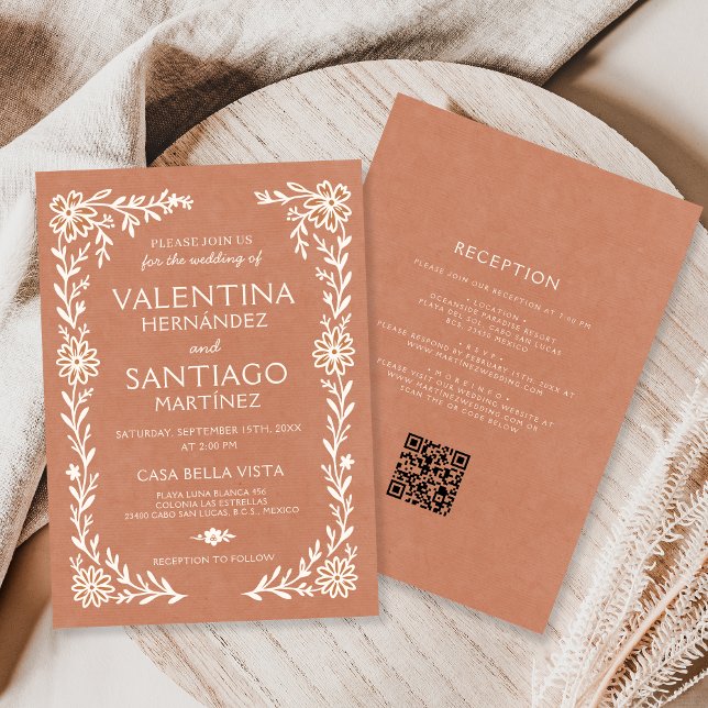 Convite de Casamento Boho Floral Talavera Mexicana (Criador carregado)
