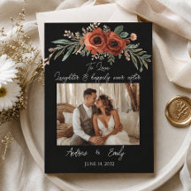 Convite de Casamento Boho Floral Terracota Mal-hum