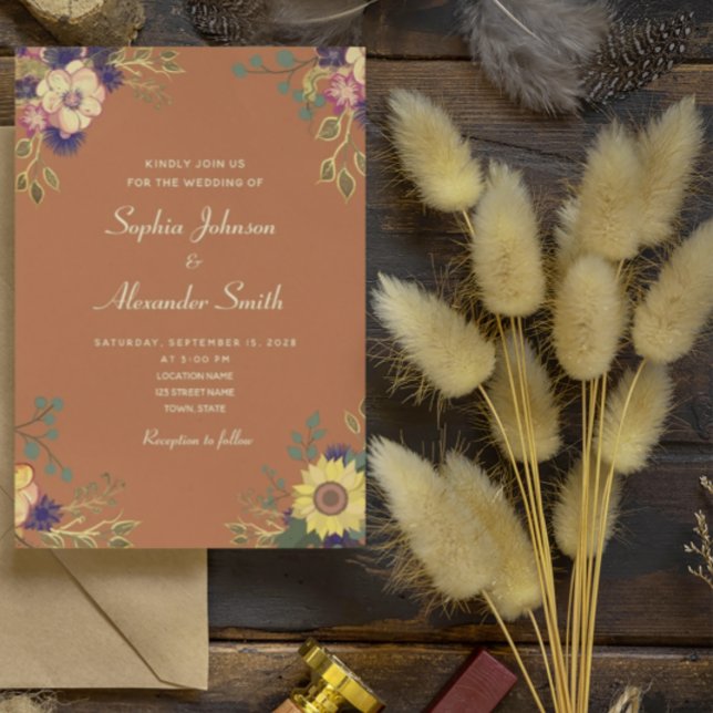 Convite de Casamento Boho Flores Silvestres (Criador carregado)