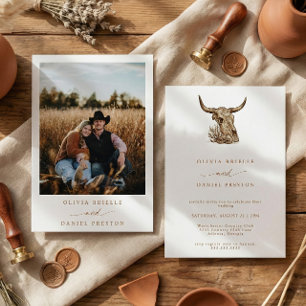 Convite de Casamento Boho Foto com Grama das Pampa