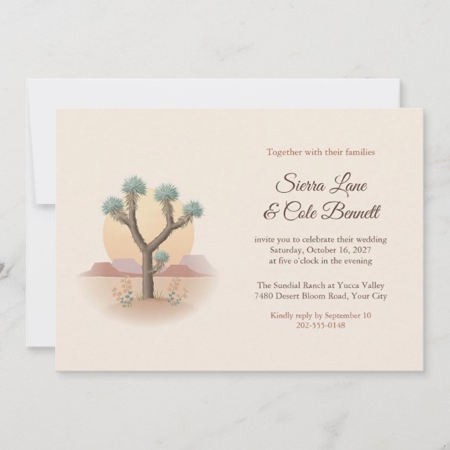 Convite de Casamento Boho Joshua Tree Deserto (Frente)