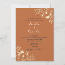 Convite de Casamento Boho Laranja Queimada