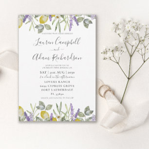 Convite de Casamento Boho Limão e Folhagem de Lava