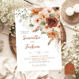 Convite de Casamento Boho Marfim de Outono