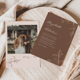 Convite de Casamento Boho Minimalista com Botânico