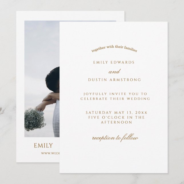 Convite de Casamento Boho Minimalista Elegante (Frente/Verso)