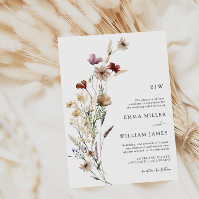 Convite de Casamento Boho Moderno Branco (Criador carregado)