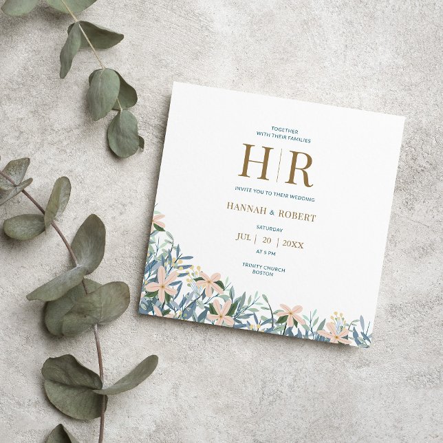 Convite de Casamento Boho Moderno Jardim de Flores (Criador carregado)