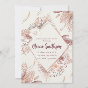 Convite de Casamento Boho Pampas Grass — Terracota