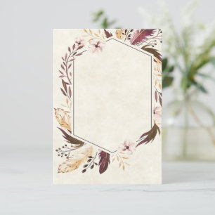 Convite de casamento Boho penas Orçamento em branc