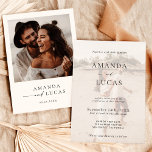 Convite de casamento Boho Photo | Minimalista mode<br><div class="desc">Este adorável Convite de Casamento apresenta um design minimalista limpo com sotaques de caligrafia moderna e é perfeito para carregar uma foto sua e da sua futura esposa! Edite facilmente a maioria dos textos para corresponder ao seu evento! As cores de texto e de fundo são totalmente editáveis —> clique...</div>